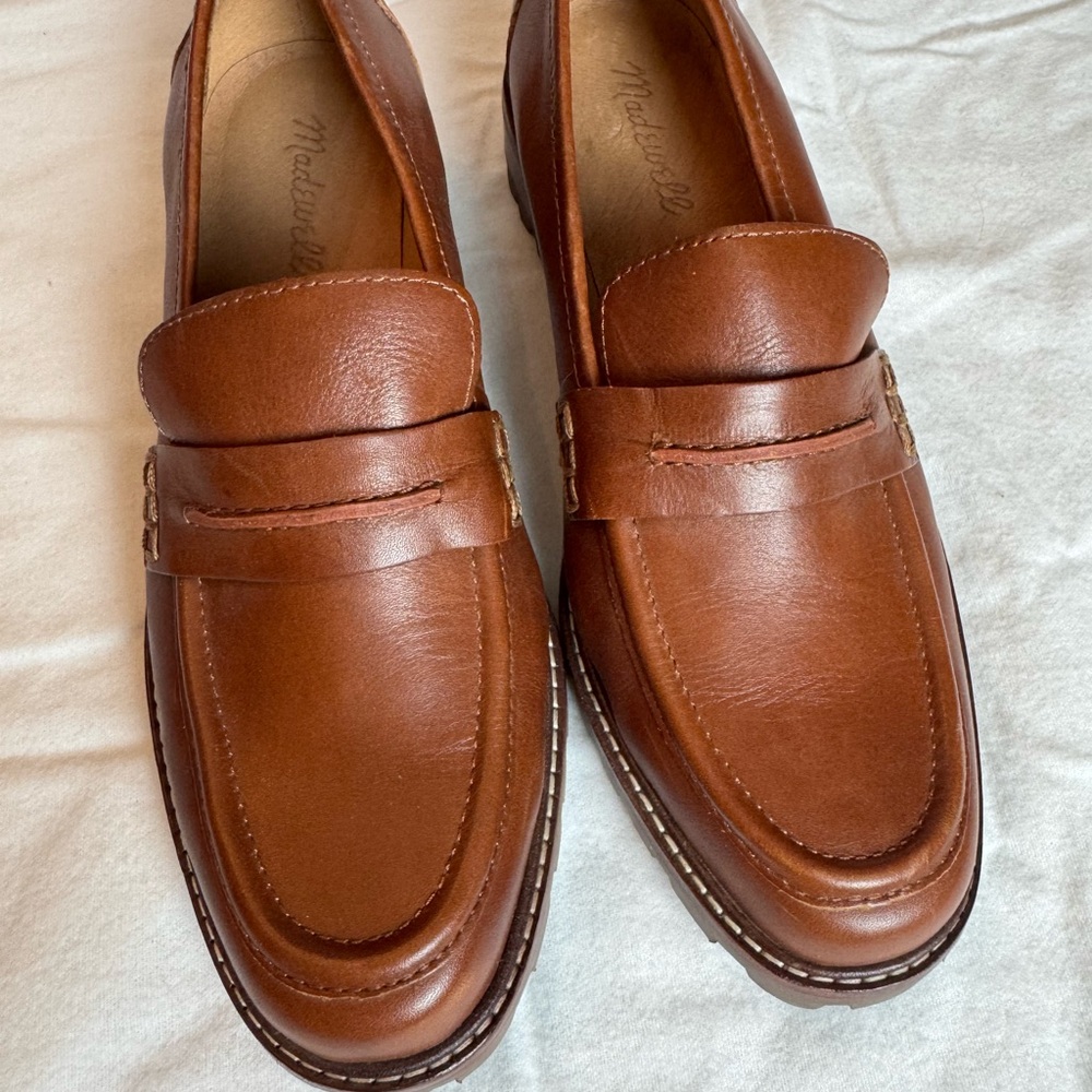Madewell Tan Leather Lug Sole Loafers